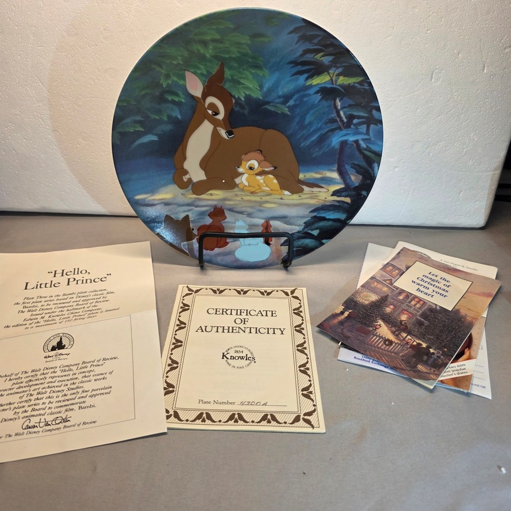 Disney Bambi Hello Little Prince Knowles Collector Plate COA